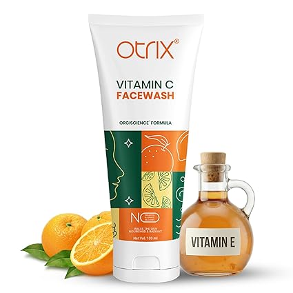 Otrix Vitamin C Face Wash - Skin Brightening & Tan Remover Daily Use Facewash for Men & Women - Moisturising & Hydrating Gentle Cleanser for Oily, Dry, Sensitive, Combination Skin Types - 100ml
